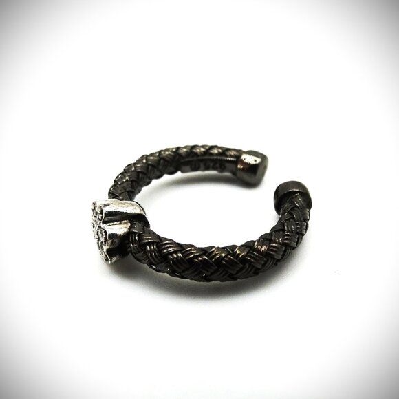 MESHMERISE Sterling Silver Black Rhodium Plated & Dimonds Open Ring Size 6 - Picture 6 of 10